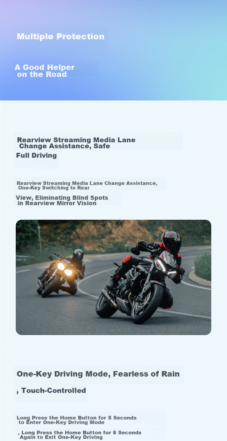 Tupozhe M3 Motorcycle Dash Cam, Smart Car System, Navigation Device, Tire Pressure Monitoring Warning, 4G Remote Live Streaming 15