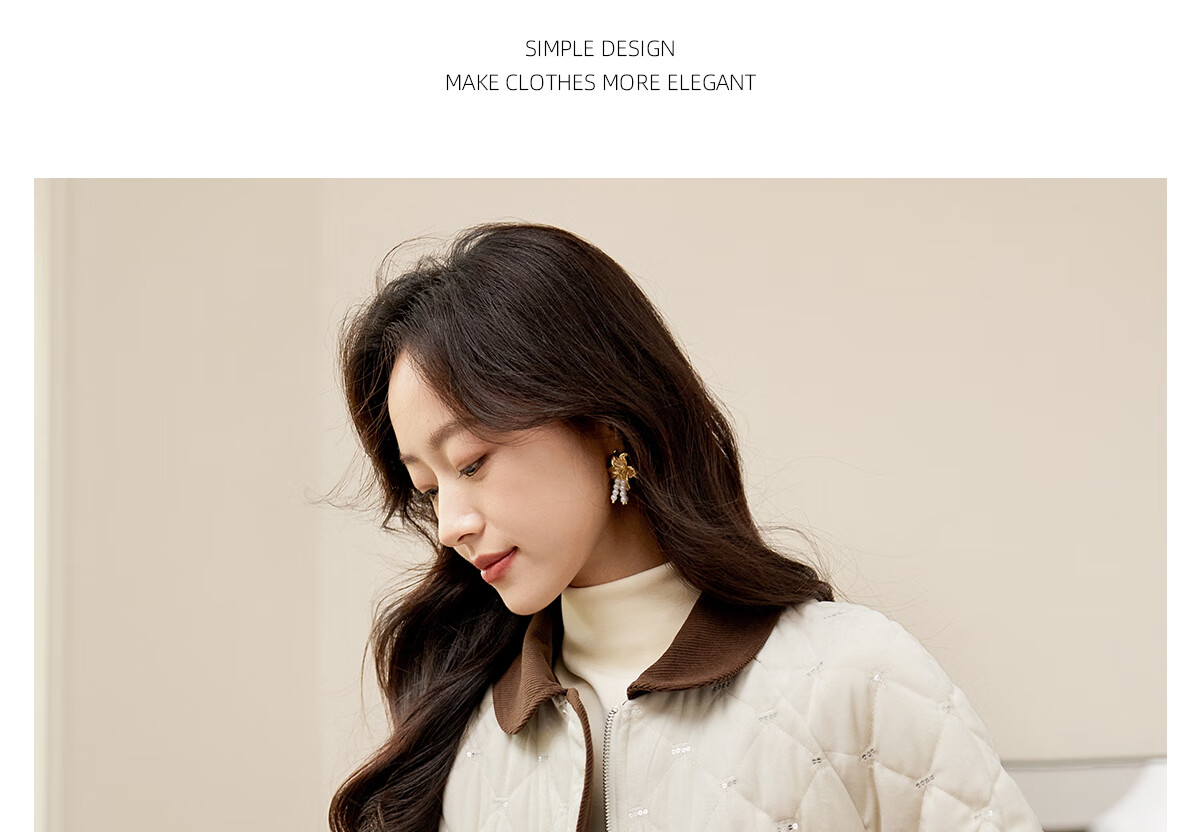Pincai Women's Fashionable Versatile Corduroy Thickened Spliced Quilted Cotton Jacket with Lapel P144M1005 14