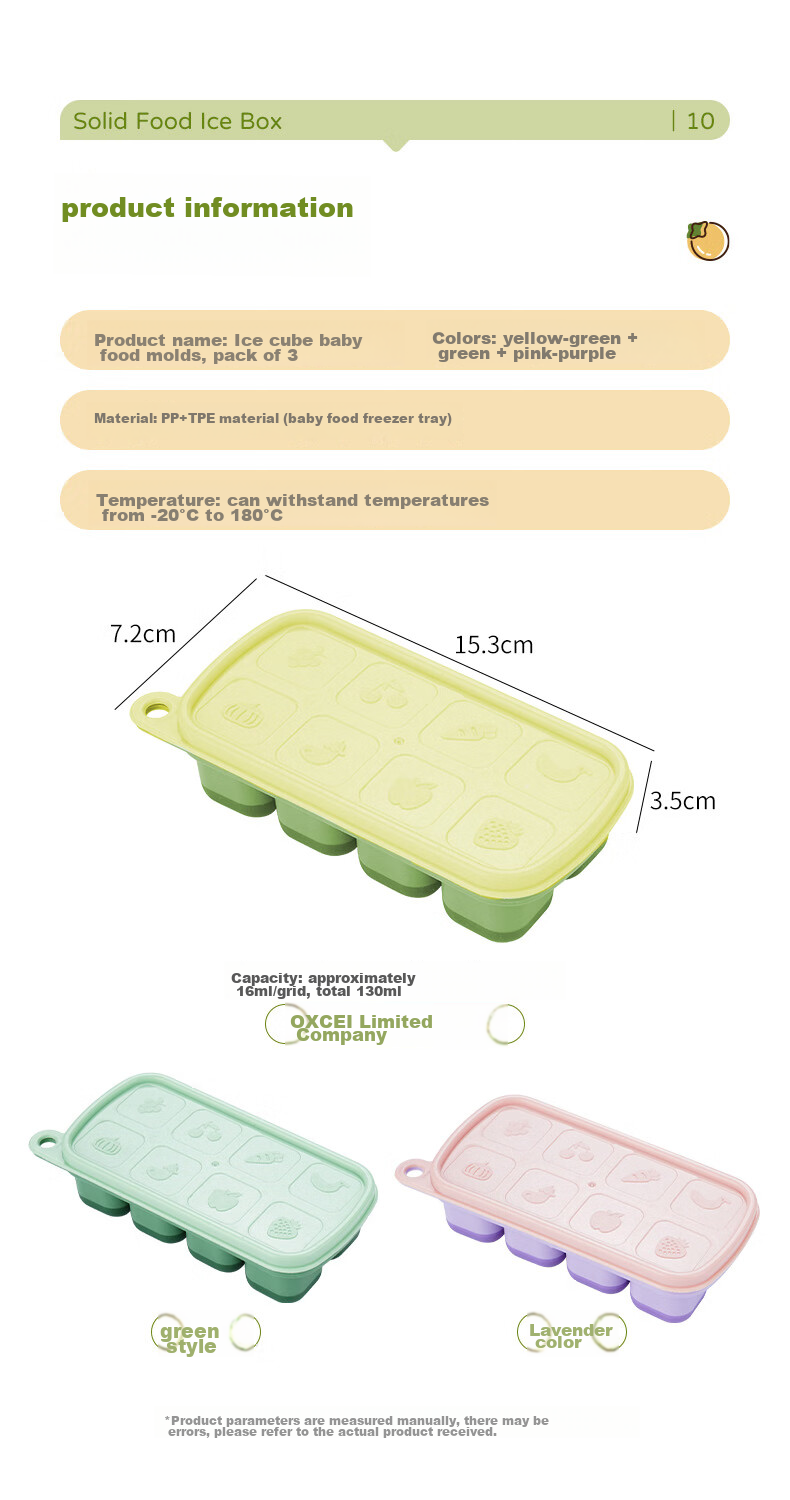 CAIZHI Baby Food Tray Set, Silicone Freezer Trays for Infant Food Storage, Green + Bags, 36 Pieces CZ6748 12