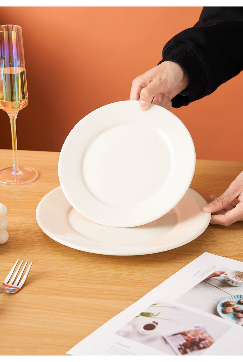 Youlaifu Ceramic Steak Plate, Home Dining Plate, 10-Inch European-Style Western Plate, Hotel Commercial Use, Microwave Safe, Set of 2 4