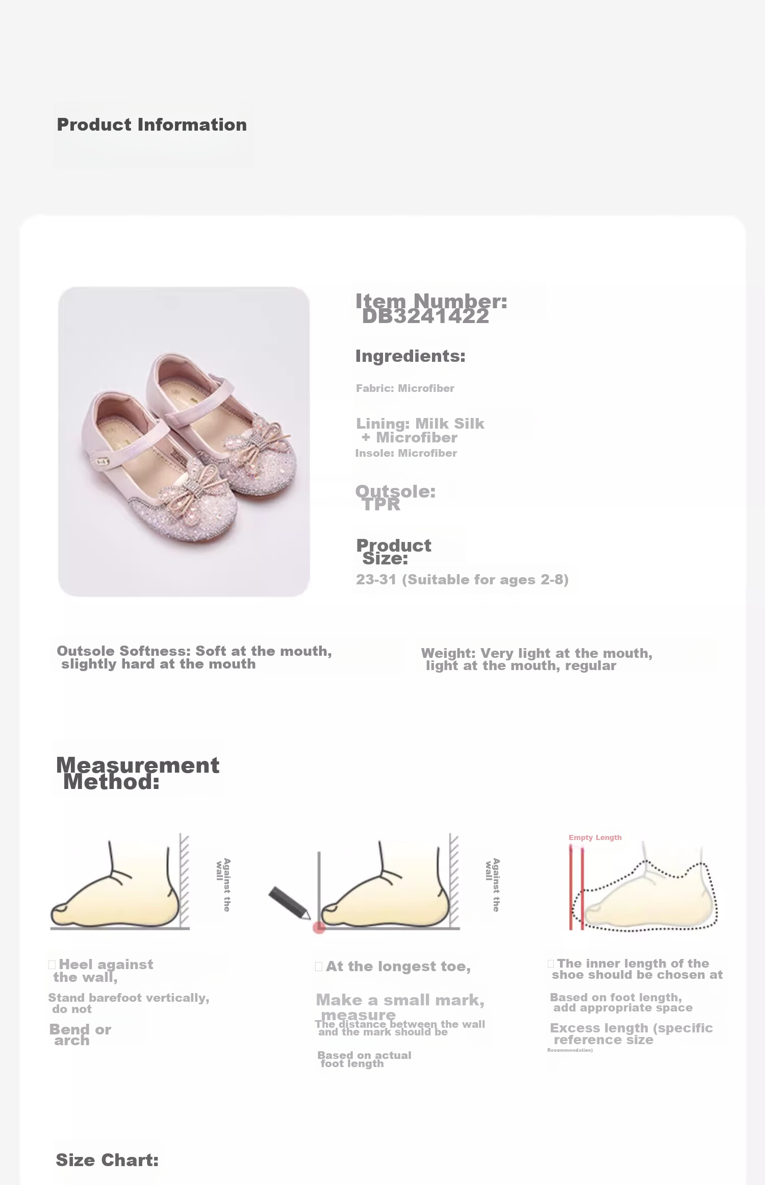 DAVE & BELLA Children's Leather Shoes, Girls' Princess Shoes, Sparkling Crystal Shoes, Spring And Autumn Baby Performance Shoes 9