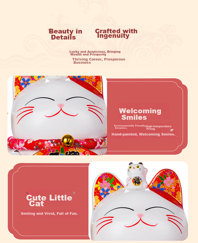 Youjialiangpin Prosperity Cat, Fortune-Attracting Ornament, Cashier Decoration, Housewarming Gift, 11-Inch Gift Box Set 6