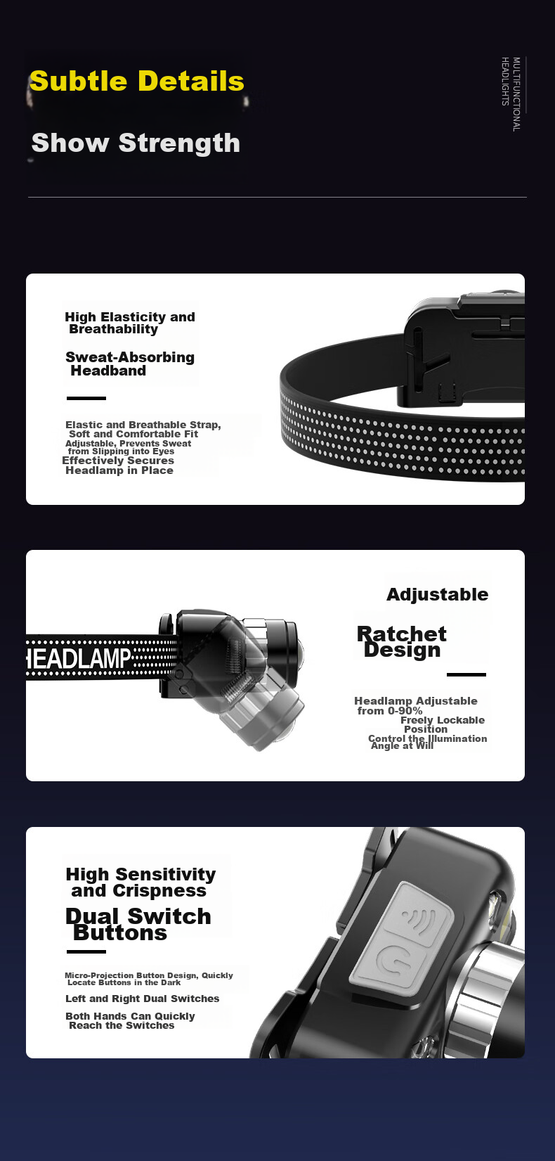 SkyFire Headlamp with High Brightness, Long Battery Life, Lithium Battery, Ultra-Bright, Waterproof, Motion-Sensing, Mining Light, Fishing, Military Flashlight Special 14