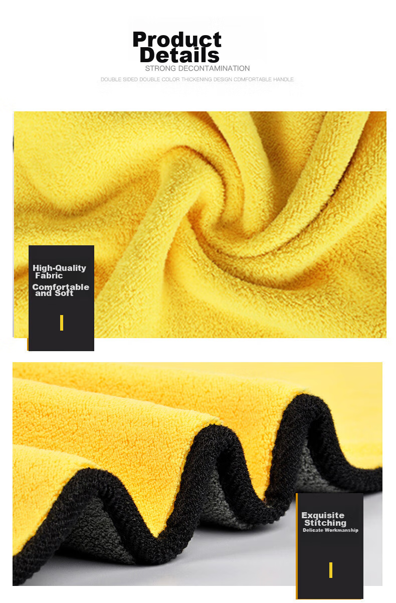 Zheye Xiaomi Car Wash Towel, Automotive Glass Absorbent Thickened Cloth, Gray And Yellow, 30*30cm*3 Pieces 11