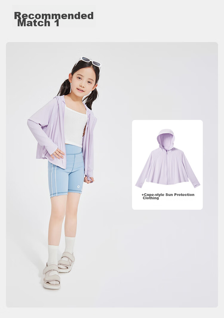 JD Original [Cool And Breathable] Children's Sun Protection Clothing, Sunscreen Jacket, Ice Silk Cool And Breathable Quick-Dry, Purple, 110/56 12