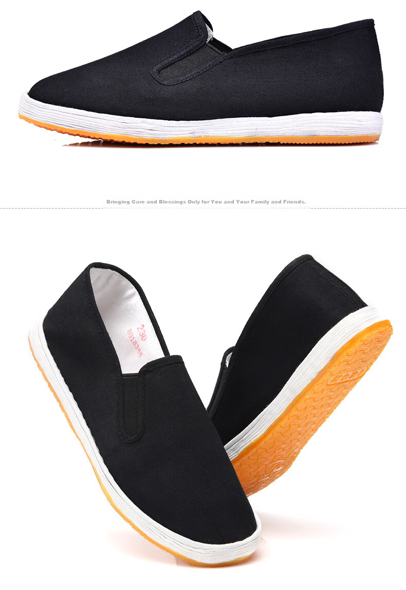BUS HEYUAN Traditional Handmade Thousand-Layer Sole Cloth Shoes, Women's Flats, Cowhide Sole Old Beijing Cloth Shoes for Women, YW08, Black, Size 40 13