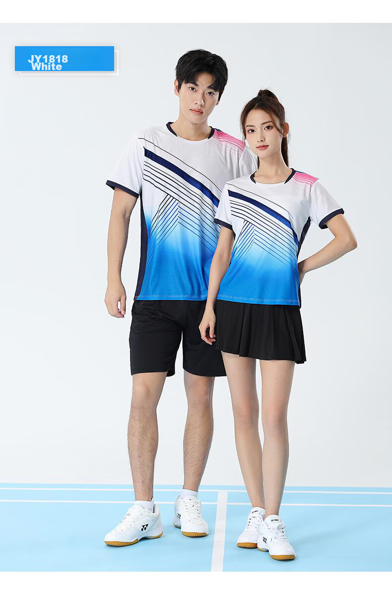 LIEYAO Badminton Customized Competition Set Breathable Short-Sleeve Tennis Shirt LY1816-M White XL 14