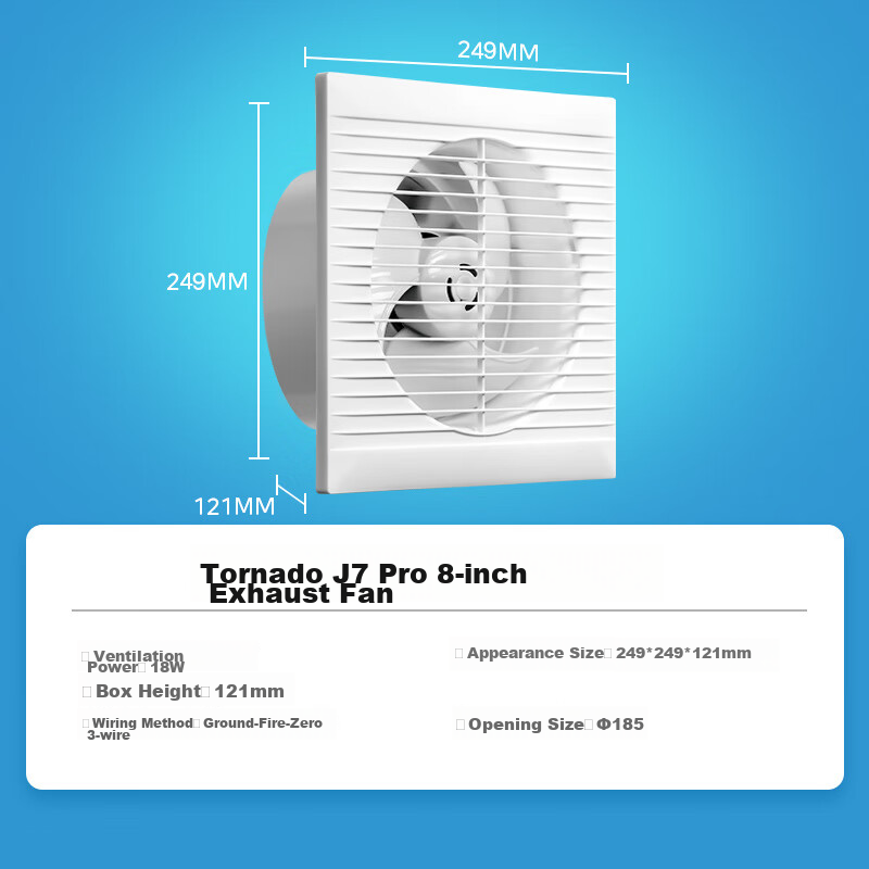 Midea [Window Exhaust] Window-Mounted Exhaust Fan Ventilation Fan for Bathroom Kitchen Wall Use, 8-Inch Extractor Fan, Level 1 Energy Efficiency