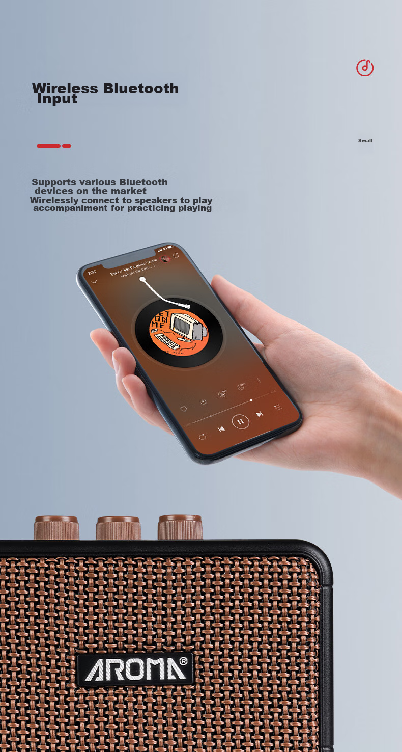 AROMA Electric Guitar Mini Speaker, Bluetooth Rechargeable Outdoor Portable Musical Instrument Smart Speaker AG-04 9