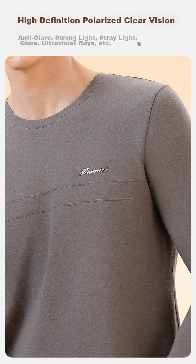 Fenteng Men's Thermal Underwear Autumn Winter Lightweight Stretch Basic Set Top and Bottom 8