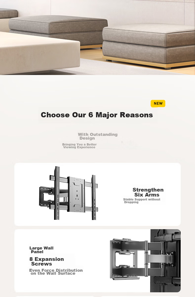 Junao Universal TV Extendable Mount, 40-100 Inch Rotating Bracket, Built-In TV Stand, Large Screen Wall-Mounted Universal Bracket for Multiple Brands of TVs, 75/85/98 2