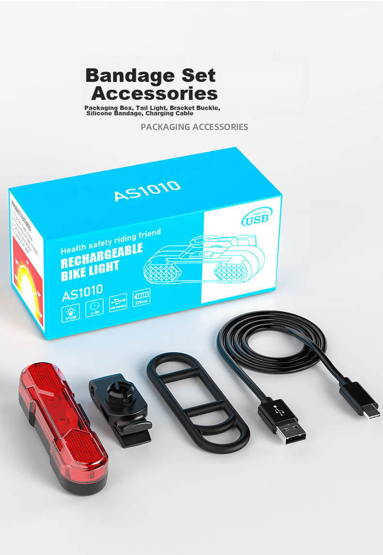 Bicycle Light, Cycling Equipment, Front And Rear Lights, Mountain Bike Night Riding Safety Warning Light, Waterproof USB Rechargeable High-Beam Flashlight, Road Bike Front And Rear Lights 11
