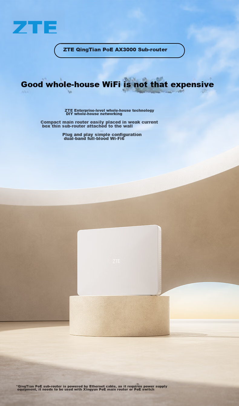 ZTE Xingyun MAX Full 2.5G Main Router, Wired And Wireless, Whole House Coverage without Blind Spots, AC+AP Wall-Penetrating King, Surveillance Network Splitter Switch, Ethernet Splitter 1
