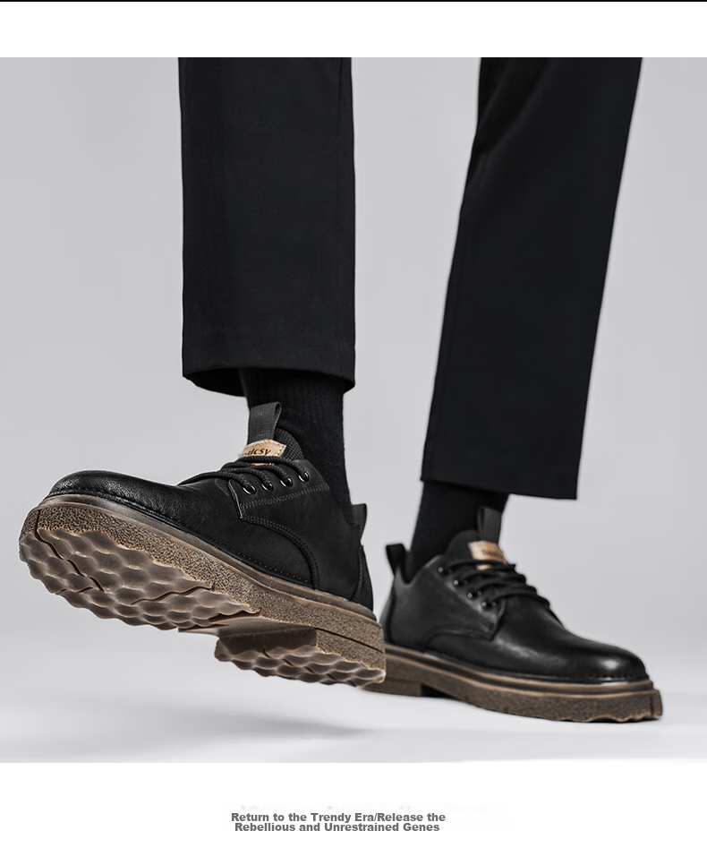 CALIFBULL Men's Shoes, Spring And Summer Men's Style, Height-Increasing Casual Leather Shoes, Derby Business Formal Thick-Soled Leather Shoes, Black And Brown, Size 39 9