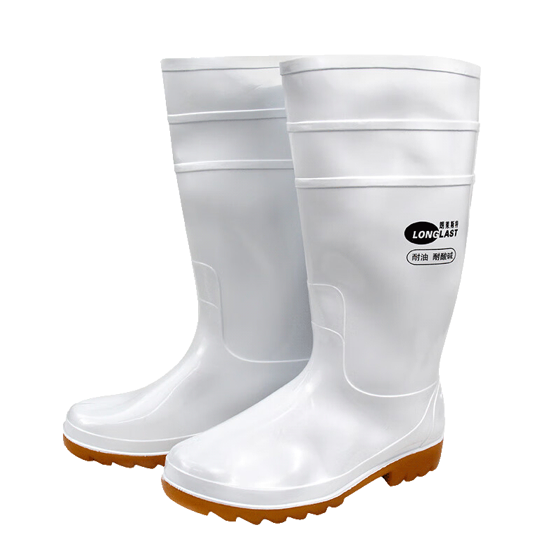 LONGLAST (LONG LAST) Extra White Oil-Resistant Boots, High-Top Non-Slip Waterproof Shoes Rain Boots, Acid And Alkali Resistant Chef Food Hygiene Boots for Men And Women, Size 42