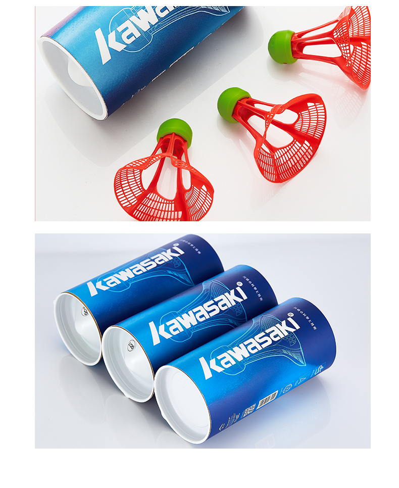 KAWASAKI Outdoor Durable Windproof Plastic Badminton Shuttlecocks Set of 3 11
