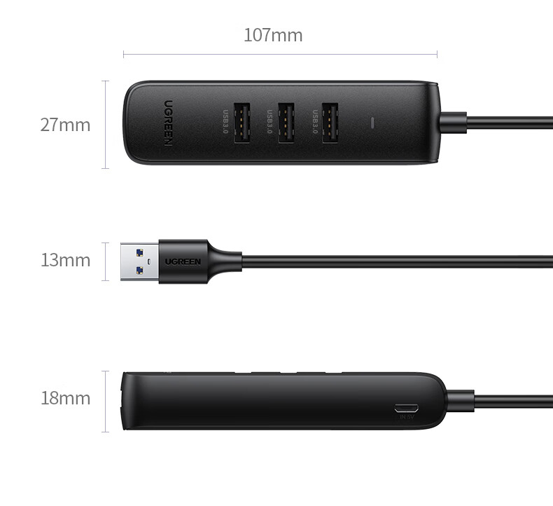 UGREEN USB 3.0 Hub, Gigabit Ethernet Adapter for Laptop, External Wired Network Card, Network Cable Converter, Expansion Device for Huawei Computers, HUB Expander, RJ45 Converter 17
