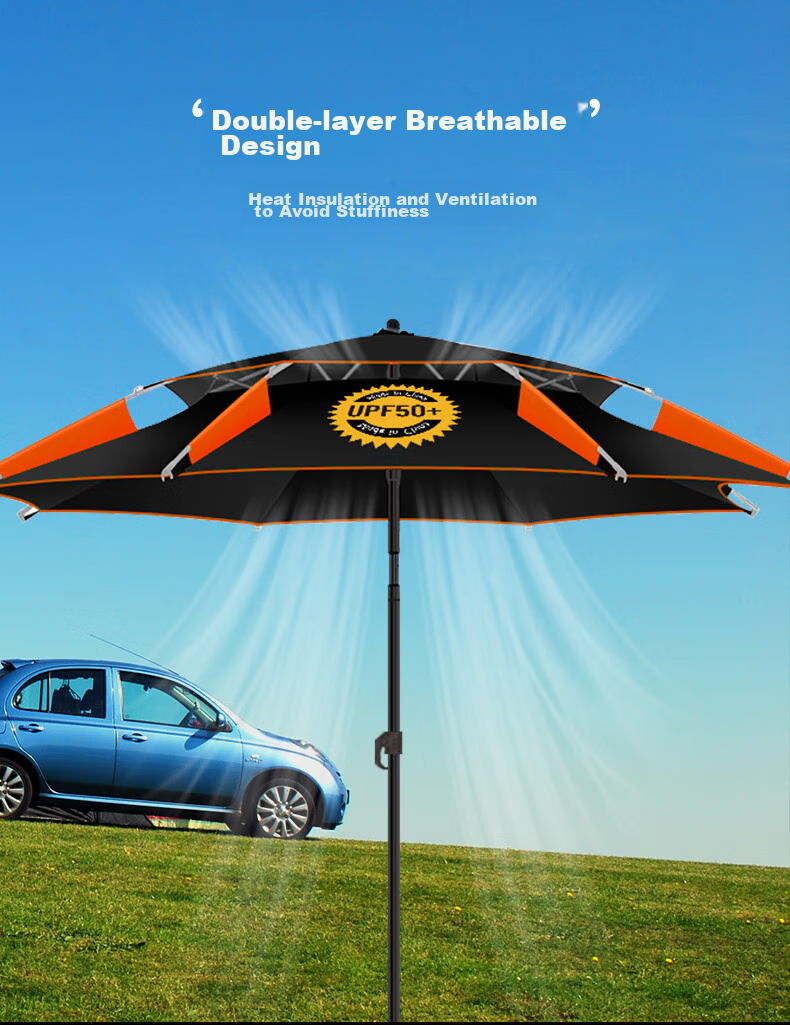 SIMAGO Fishing Umbrella, Sunshade, Rain Protection, UV Protection, Windproof, Multi-Directional Fishing Umbrella, Black Umbrella, 2 Meters 13
