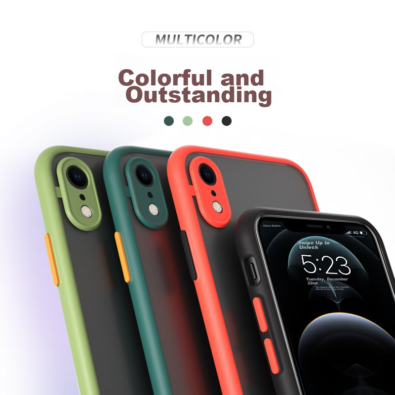 Чехол для iPhone XR "Baozou" противоударный, силиконовый, с защитой объектива, прозрачный матовый, элегантный черный