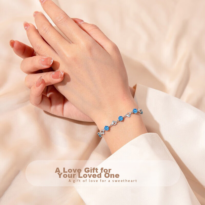 ALLOVE Ocean Heart Pure Silver Bracelet for Women, 2026 New Style Birthday Gift for Women, High-End Niche Present for Girlfriend Or Wife