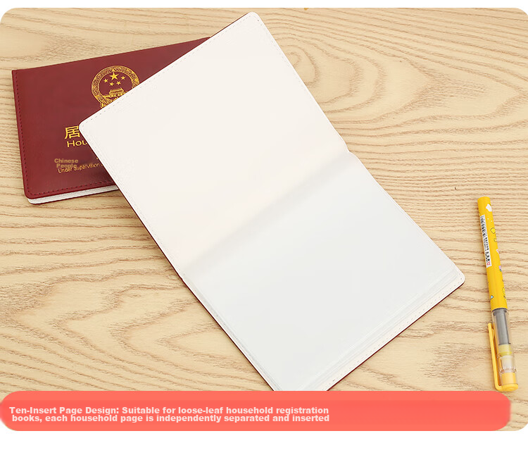 Siyicai Household Register Protective Cover with 10 Insert Pages, Thickened Leather Cover for Resident Household Register, Protective Outer Case for Documents, Jujube Red Color 12