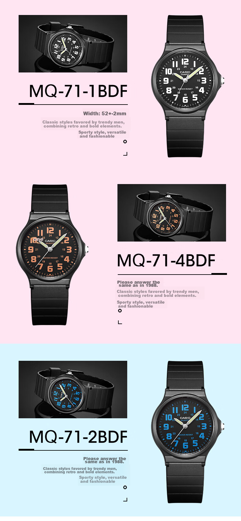 Casio Black Watch for Men And Women, Unisex Student Watch, Suitable for Civil Service Exams And College Entrance Exams, Quartz Watch MQ-24UC 17