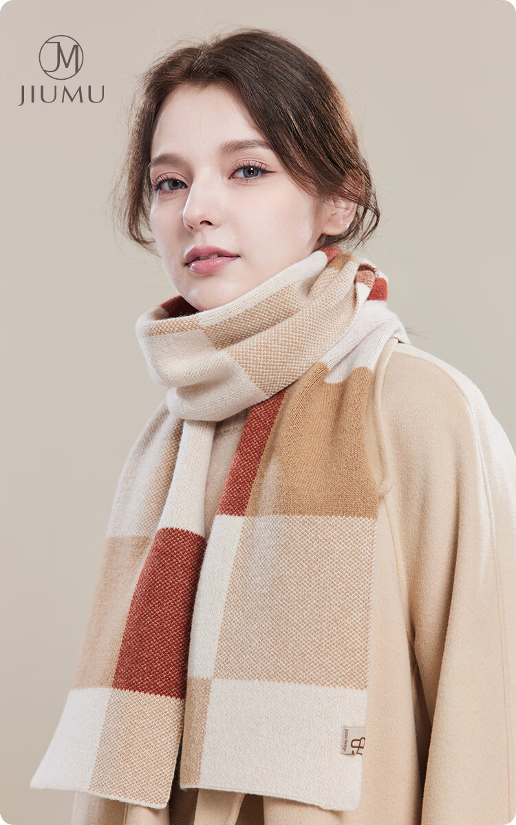 JIUMU Pure Wool Scarf for Women, Autumn And Winter Ladies' Warm Neck Warmer, Gift for Girls on National Day Or Birthday, Gift Box Packaging 1