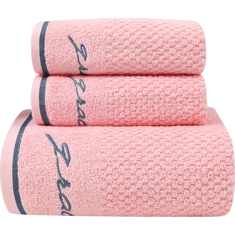 Grace Bath Towel Set for Home Use, Class A Pure Cotton, 1 Bath Towel + 2 Towels Combo Pack, Adult Men And Women Soft Absorbent All-Cotton, Pink