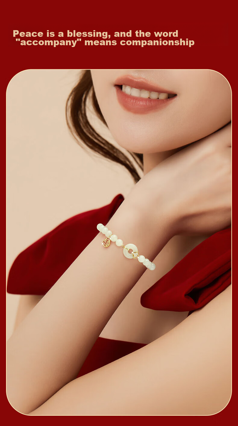 Zhenshangyin Chinese Gold Hetian Jade Silver Bracelet for Women, Camellia Beaded Bracelet, Birthday And 520 Gift for Girlfriend Or Wife, S925 4