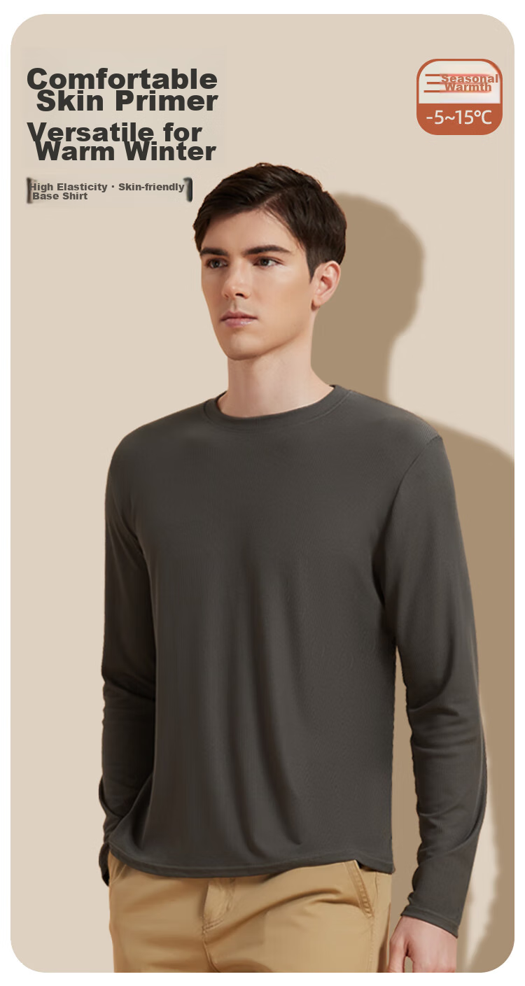 MiiOW 2024 New Ribbed Men's Base Layer, Semi-Turtleneck, 7A Antibacterial, Autumn And Winter Inner Wear, Draping Top, Black, Size L 1