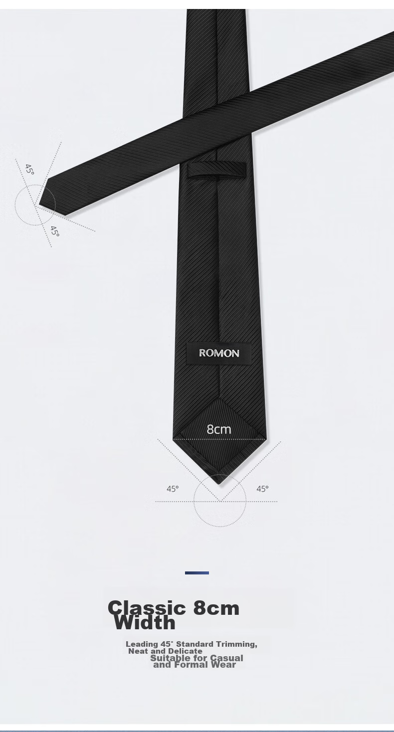 Luomeng Men's Business Formal Necktie, 8cm Hand-Tied, for Interviews, Work, Groomsmen, Wedding Ceremony, Gift Box Packaging 6