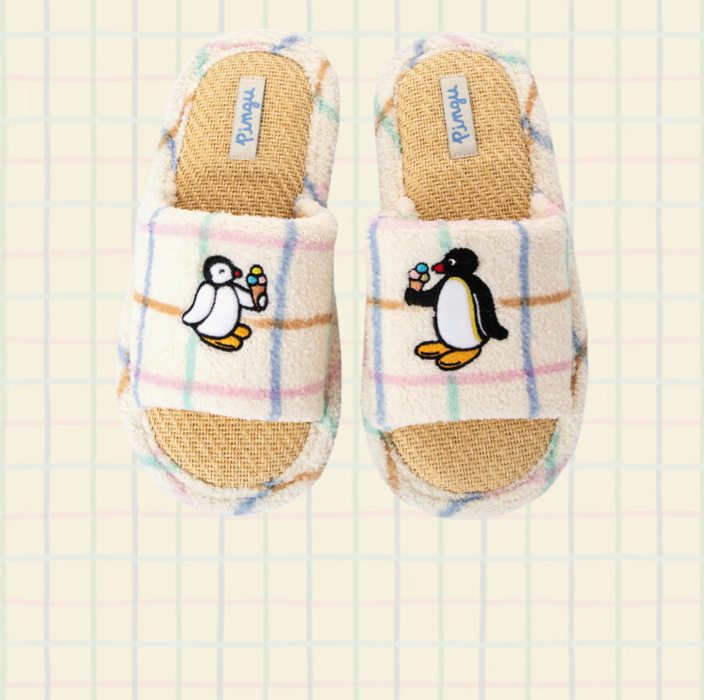 TBH Pingu Series Indoor Home Slippers for Men And Women, Suitable for Outdoor Wear, Summer Sandals, Crayon Pattern, Size 42-43 4