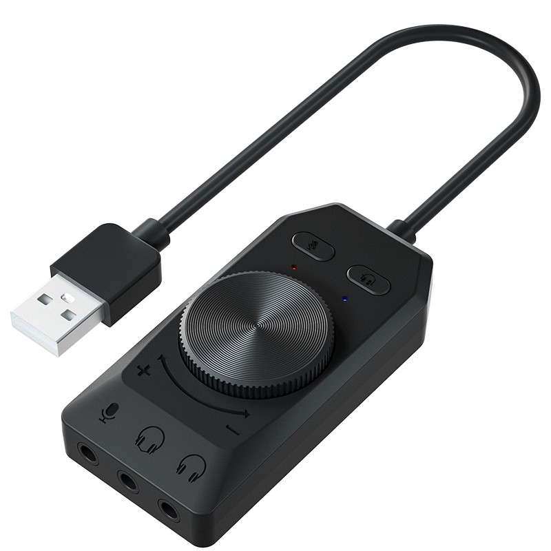 MOGE USB External 7.1 Sound Card, Plug-And for Desktop And Laptop, Independent Gaming Headset Converter, Wired Microphone, USB External Sound Card Converter MC2202