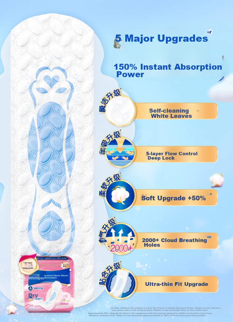 Hushubao Innovative Instant Clean Cloud-Feel Cotton Sanitary Napkins, Daytime Use, 240mm, 6 Pieces, Menstrual Pads Trial Pack, Sold by JD Official Flagship Store 3