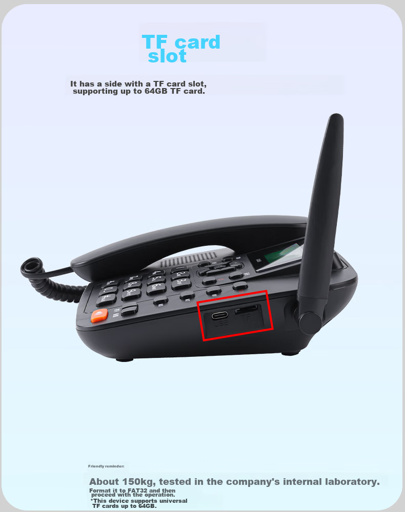 Guowei GW50 All-Network 4G5G Wireless SIM Card Telephone with Recording Function, Compatible with China Mobile, China Unicom, China Telecom And Cable TV Networks, Office And Home Use, Telemarketing, Landline Phone, Black 15