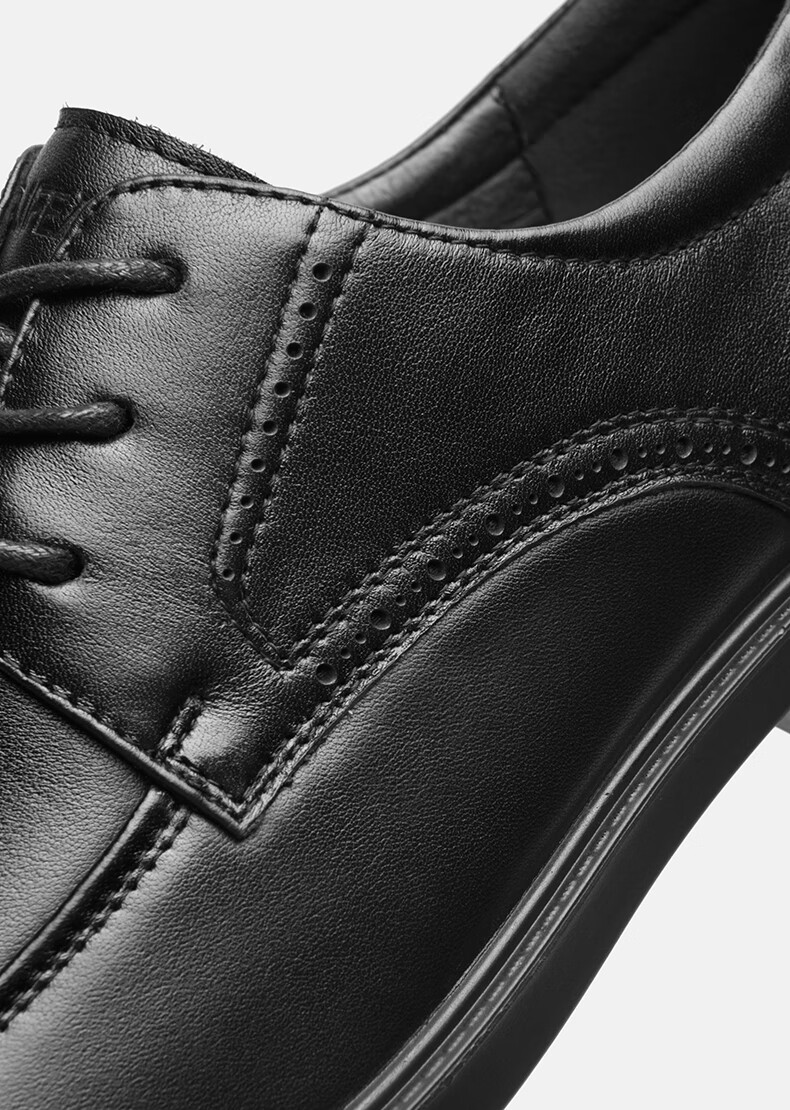 HLA Men's Leather Shoes, Top Grain Cowhide, Lace-Up Formal Business Casual Shoes for Men, T269 Black Size 44 17