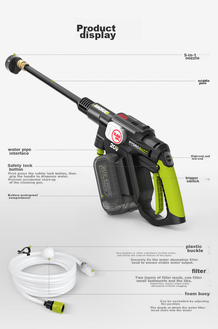 WORX 20V Brushless Lithium Battery Pressure Washer WU633.9 Cordless High-Pressure Water Gun Large Capacity (Bare Tool) 18