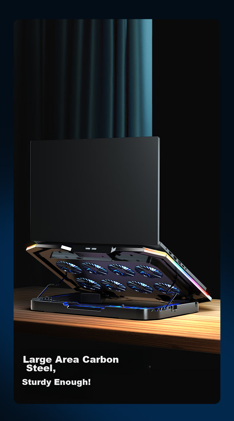 ICE COOREL K10 Laptop Cooling Pad, Computer Desk Stand, Gaming Laptop Cooling Base, Adjustable Speed Cooling Fan with RGB Lighting, Suitable for 17-Inch Lenovo Alienware Legio 13