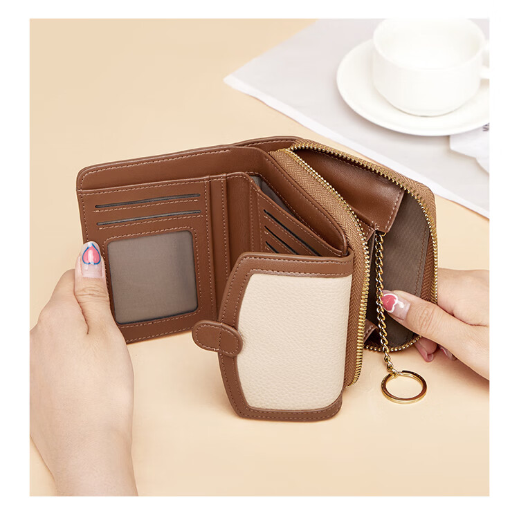 Kouyi Women's Short Wallet Genuine Leather Mini Fashion Coin Purse Student Birthday Gift for Girlfriend Wife 12