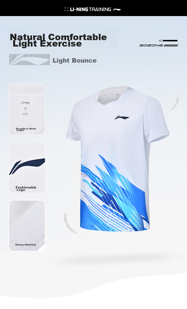 Li-Ning Badminton Outfit for Men And Women, Short-Sleeve Quick-Dry Competition Set, Top And Pants Two-Piece Set, Deep Navy Blue, Size L 9
