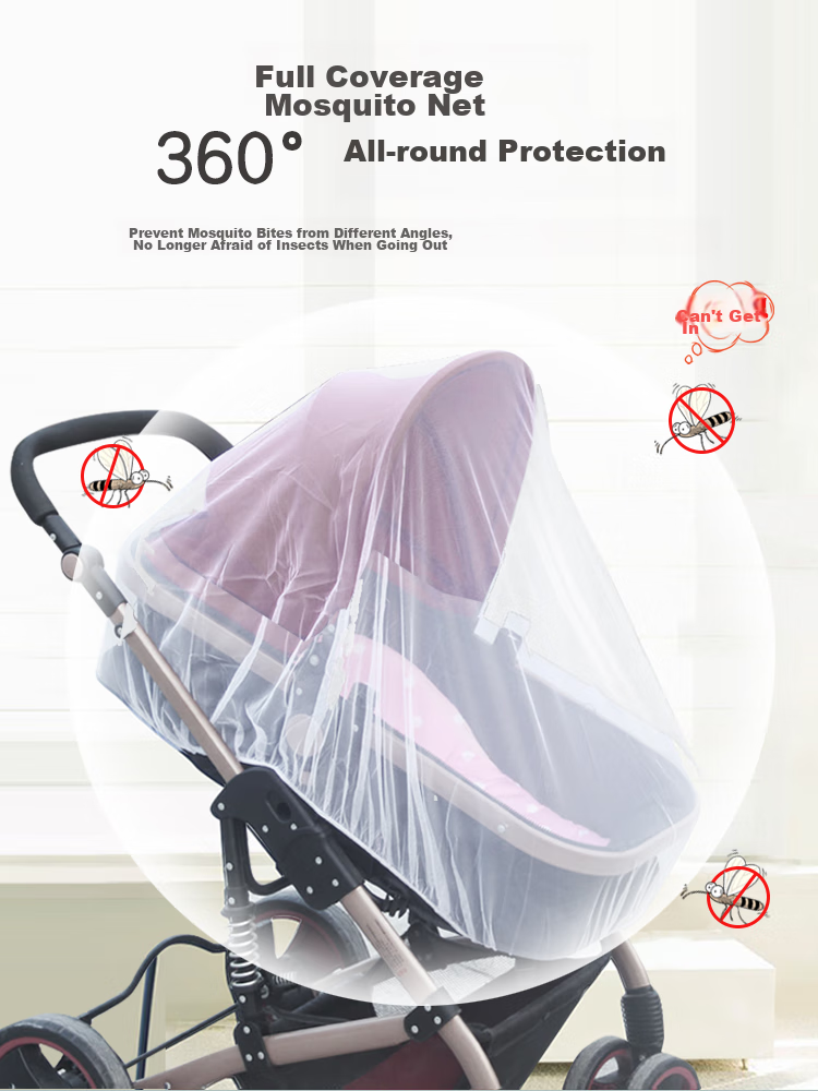 9I9 Baby Stroller Mosquito Net, Universal Full Coverage Anti-Mosquito Cover for Children's Carriages, High-Quality, Extra Large, Dense Mesh, Upgraded Versio 3