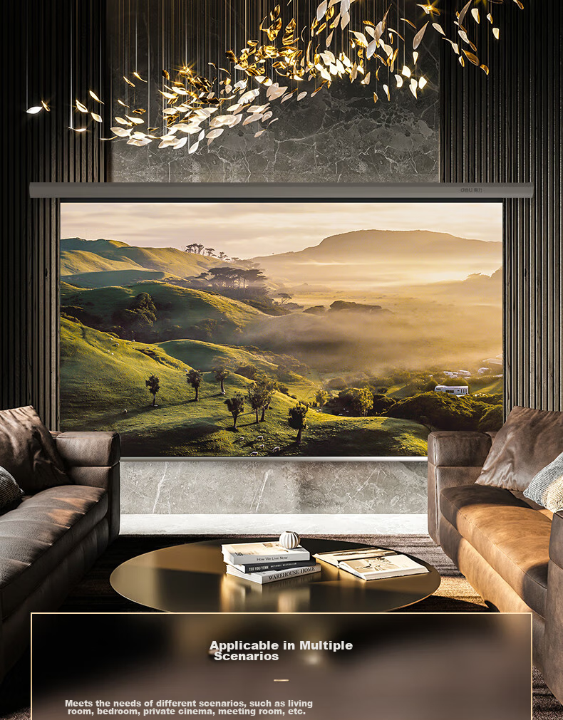 Deli 100-Inch 16:9 White Soft Fabric Simple Hanging Projector Screen, Wall-Mounted/stand Dual-Use, Compatible with Jianuo, XGIMI, Dangbei, Xiaomi Projectors MS313 9