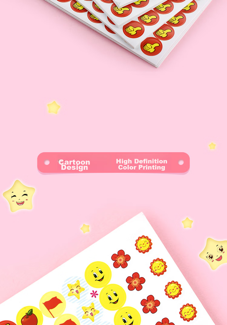 Yuhe Reward Stickers, Praise Stickers for Primary School And Kindergarten Students, Self-Adhesive Small Stickers, Red Flower Thumb Smiley Face Journal Stickers, Children's Prizes, 50 Pieces, Mixed Assortment Pack 5207 5