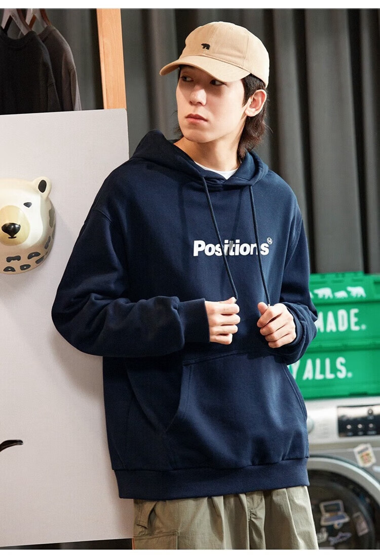 TonLion Autumn And Winter Men's Hoodie Sweatshirt, Men's Clothing with Single Row Text on Chest, Hooded Sweatshirt 9