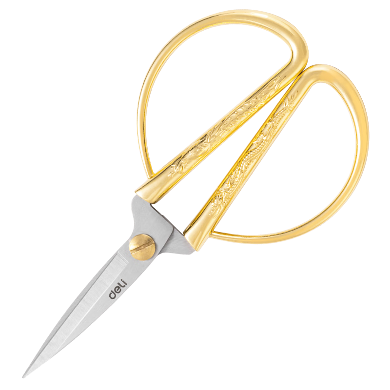 Deli Dragon And Phoenix Scissors with Embossed Craftsmanship, for Celebrations, Weddings, Grand Openings, Ribbon-Cutting, Fabric Cutting, Household Scissors, Large Size TJ175
