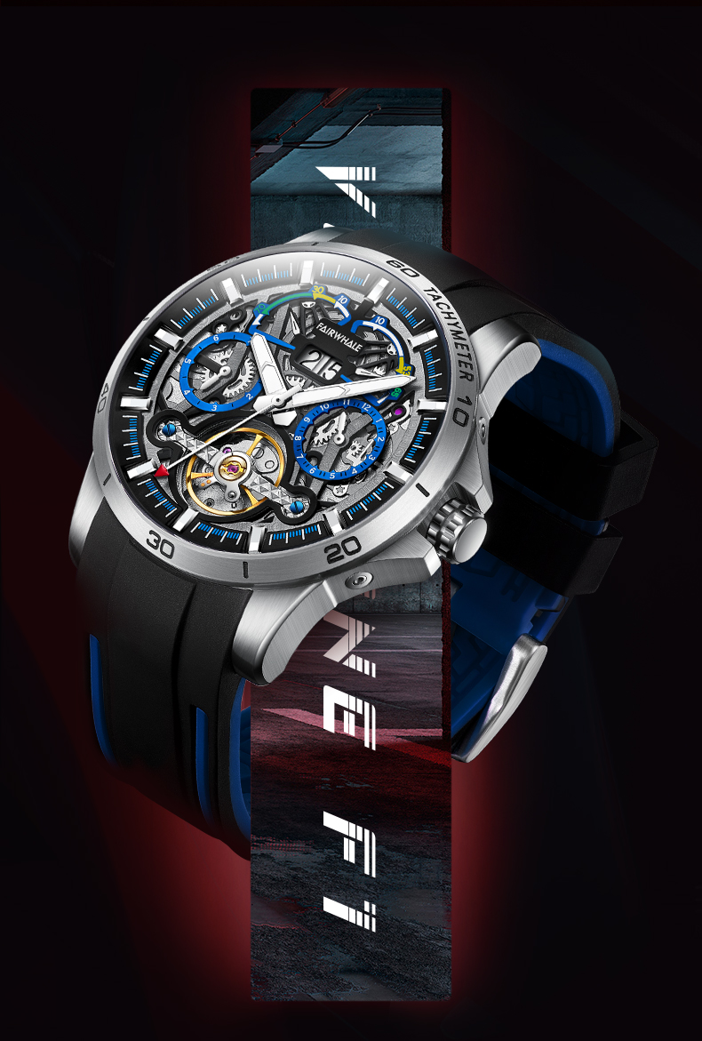 MARK FAIRWHALE Sprint Series Student Skeleton Mechanical Watch for Men, Waterproof Luminous Quality Chinese Brand Wristwatch Birthday Gift 6120 3