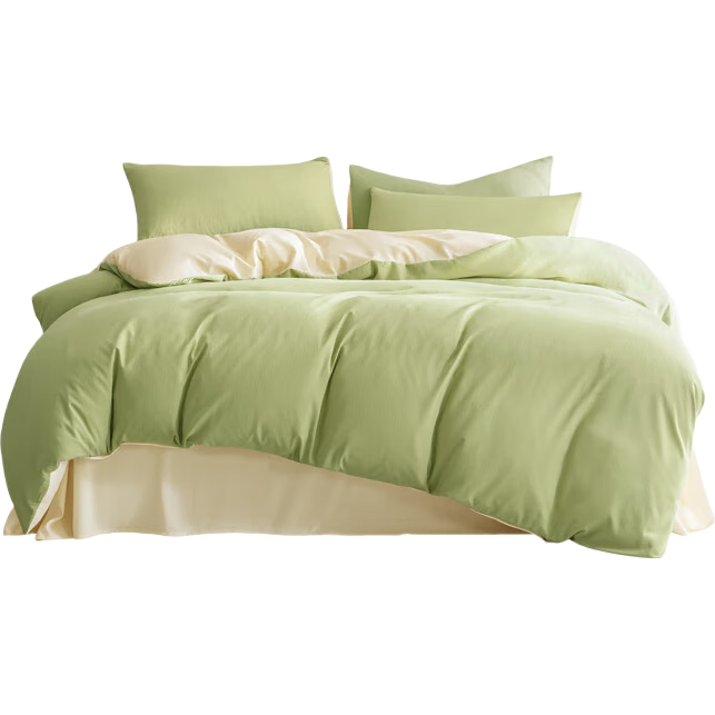 JD Original Fresh Bamboo Four-Piece Bedding Set, Class A Jacquard Bed Sheet And Duvet Cover Set, for 1.5-Meter Bed, Bamboo Gree