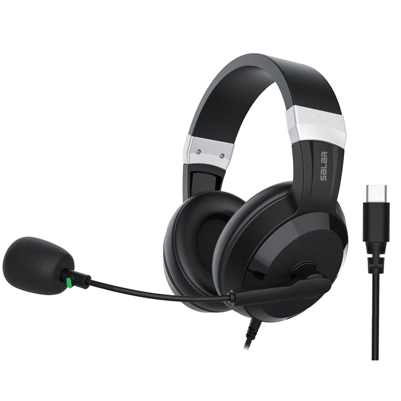 SaLaR E28 Type-C Headphones for English Listening And Speaking Exams, Oral Practice, Memorization, Reading Aloud, Suitable for C-Type Computer Ports, IPad, Apple, Huawei, Xiaomi, Black