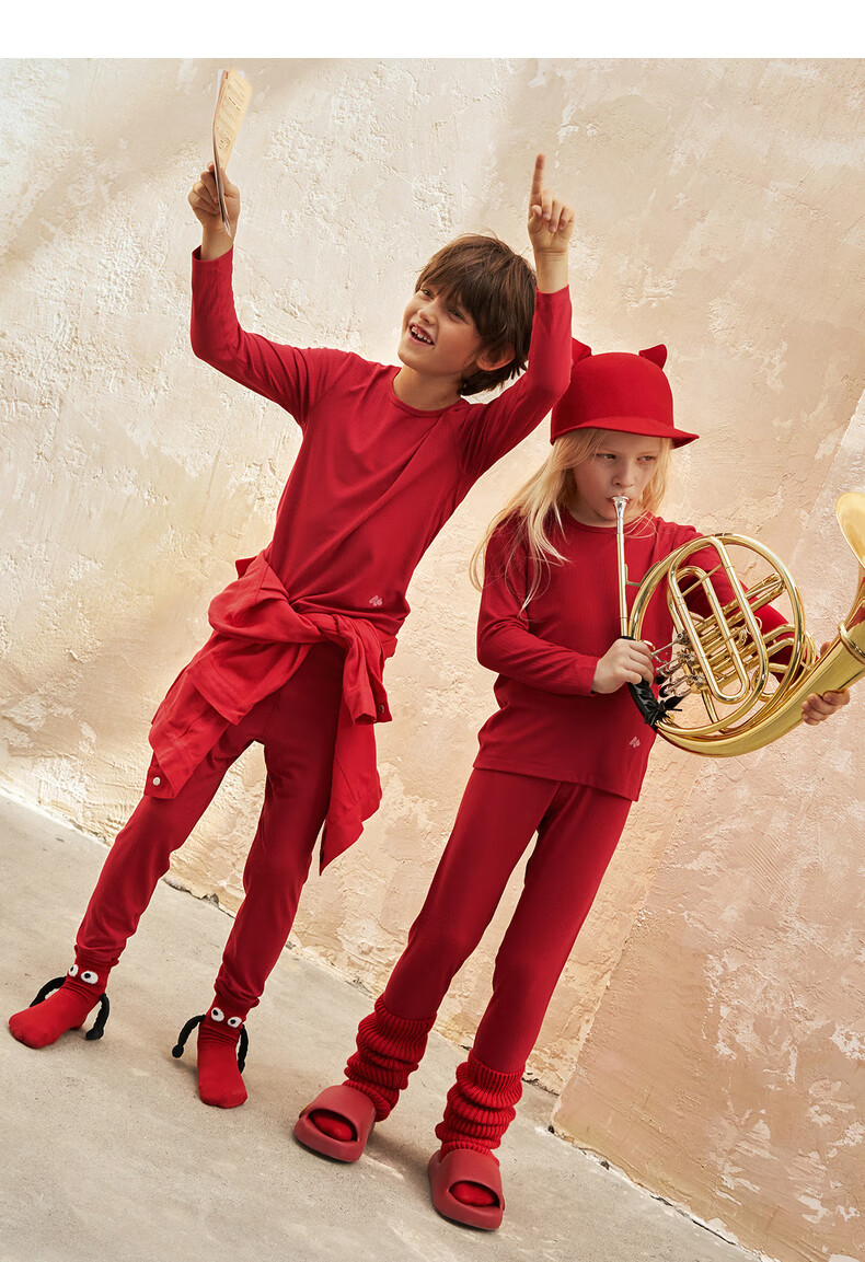 Aimer Kids Thermal Underwear Red Gift Box, Boys' Zodiac Year Little Warm Socks And Underpants, Men's Size 170 14