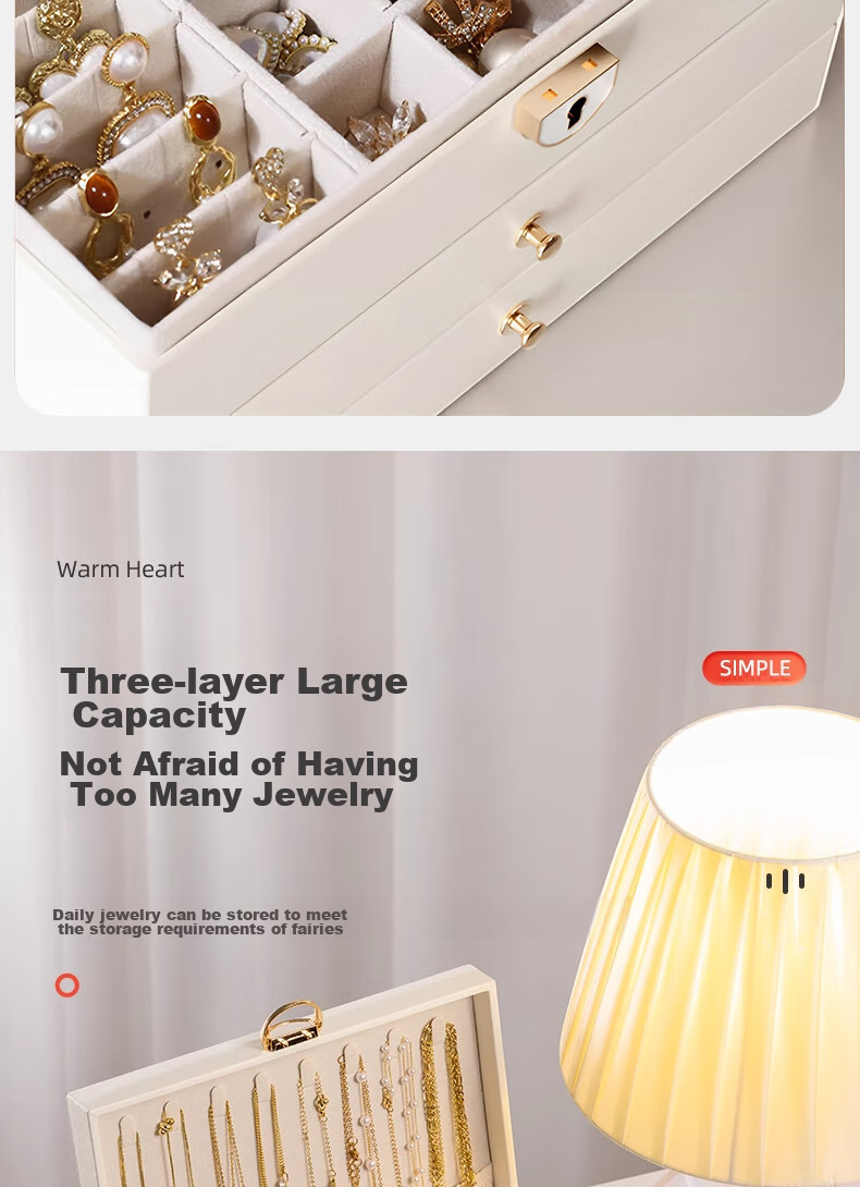 Bahainiao Jewelry Storage Box with Lock, High-End Exquisite Multi-Layer Jewelry Organizer for Gold Earrings, Necklaces And Bracelets, Qixi Valentine's Day Gift 3